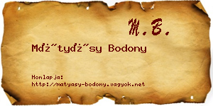 Mátyásy Bodony névjegykártya